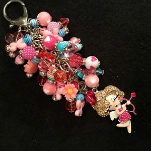 Sparkly “Glamour Girl” Cupid w/Dangles Bag Charm!